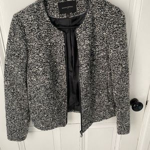 Tweed zip front blazer, size 2